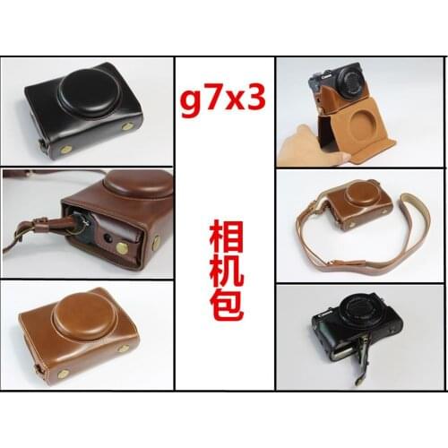 Battery Open Design, Retro PU Leather Camera Case Bag for Canon powershot G7XIII / G7 X III / G7X MarkIII Coffee Brown Black