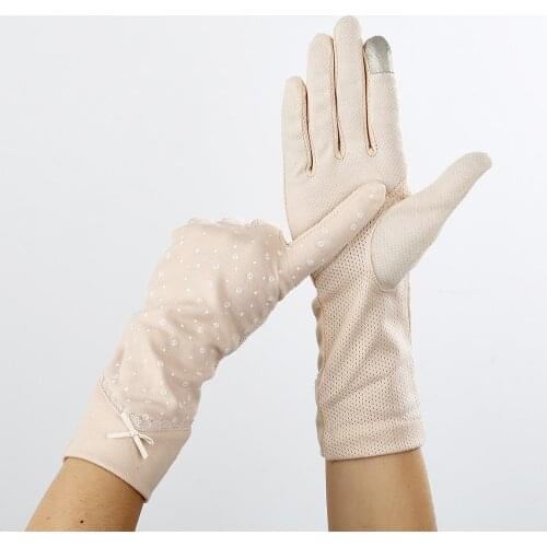 Womens Spring Autumn Mid-length Driving Gloves UV Protection Summer Gloves Anti-skid Touch Screen Thin Sun Protection Gloves