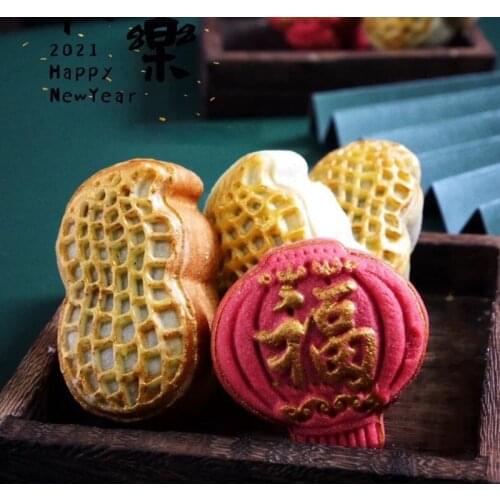 Plastic Mooncake Mold 50g Peanut Leaf Stamp Biscuit Cookie Cutter Mould DIY Tool