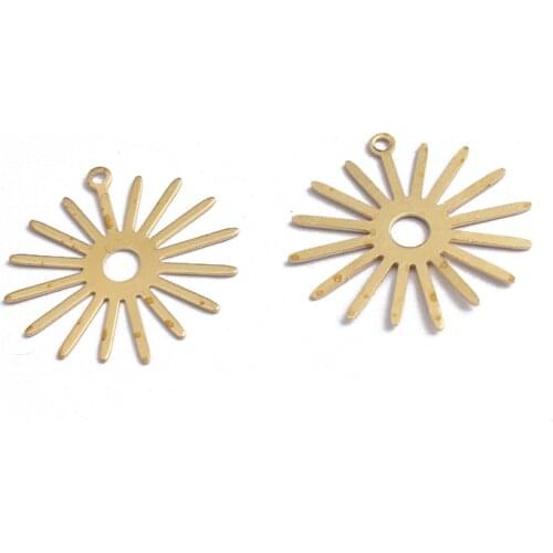 20pcs 28x27mm Sun Flower Charms Raw Brass Sun Earrings Charm For Jewelry Making Womens Aeecssories Crafts DIY