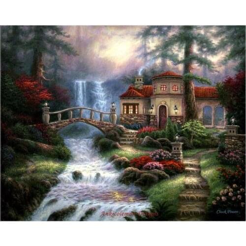 Needlework for embroidery DIY French DMC High Quality - Counted Cross Stitch Kits 14 ct Oil painting - Sierra River Falls