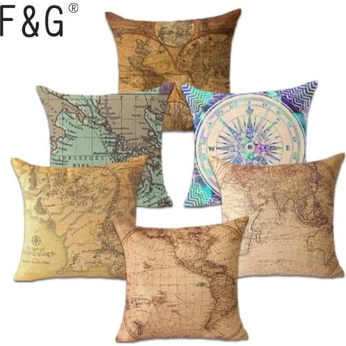 Nordic Nautical Anchor Sailor Sailing Map Cotton Cushion pillow case Sofa Home Decoration Pillow Cover Cushion Cover almofadas