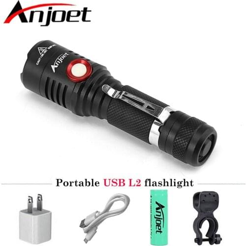 XM-L2 LED Stepless Dimming Adjustable flashlight torch usb charging lamp 18650 rechargeable battery camping fishing outdoor