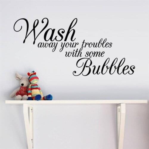 Bathroom Wall Stickers Wash-away-your-troubles Inspirational Quotes Wall Decals Decorative Stickers Vinyl Art Home Decor