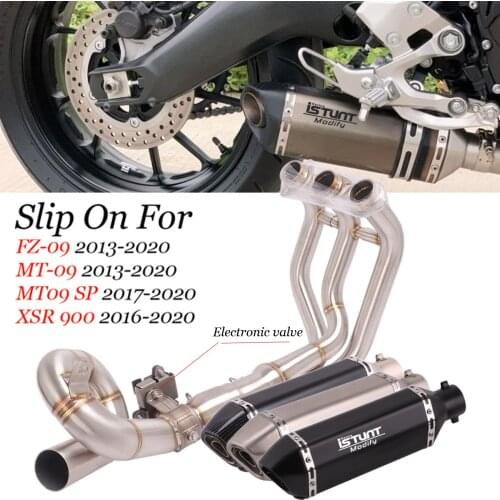 Slip On For Yamaha MT-09 FZ-09 Tracer 900 XSR900 MT09 Exhaust Motorcycle Valve Silencer Electric Exhasut Muffler Full System