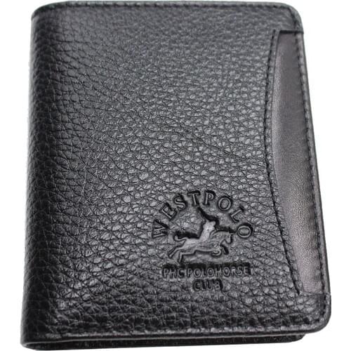 West Polo 202 Leather Transparent Kart Eyes Badge Holder Wallet Black