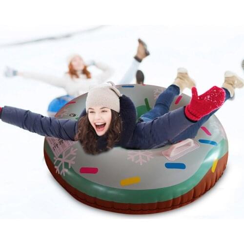 Winter Inflatable Ski Circle with Handle Toy Durable Wear-Resistant Children Adult Snow Sled Tire Tube Skiing Ring Pad Outdoor