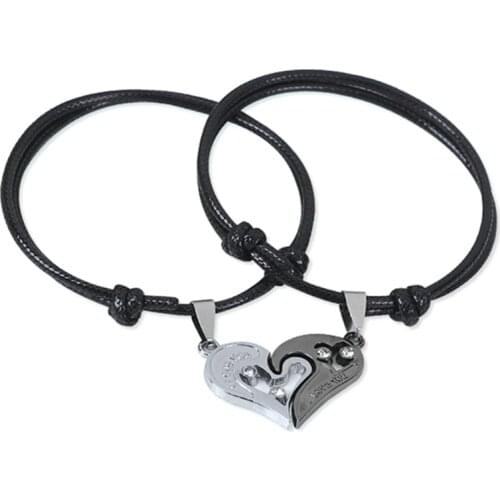 1 SET Heart-Shaped Stitching Bracelet Lucky Love Rope Chain Couple Bracelets Set Lovers Jewelry girlfriend Valentines Day gifts