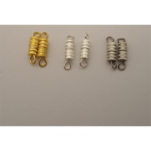 100pcs 8*4mm Copper Metal Screw Clasps Spiral Buckle Connectors For Necklace Bracelet DIY Jewelry Finding