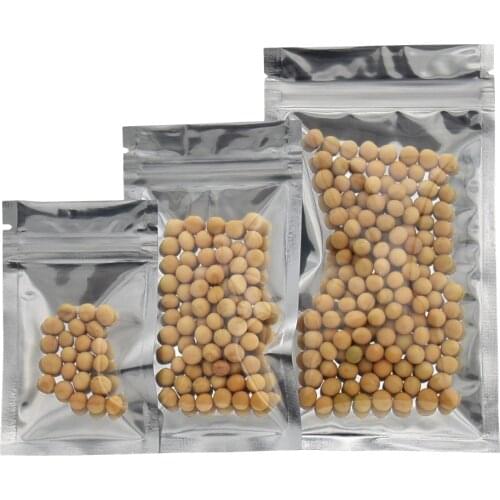 200PCS Clear Front Silver Aluminum Foil Bags Zip Lock Package Bag Food Grocery Mylar Ziplock Plastic Package Valve Bags