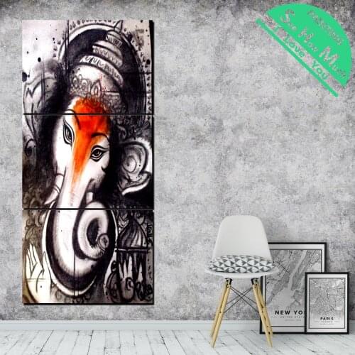 3 Piece Elephant Ganesh Canvas Art Decorative Pictures Wall Poster Modern Wall Pictures for Living Room Posters and Prints