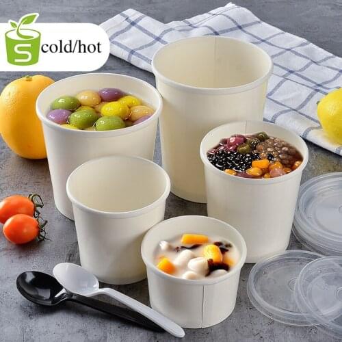 500x 26oz 780ml Round Paper Soup Cups Disposable Bowls Take-out Carry-out Take-away Desert Cold Hot Cups Meals Food Grade White