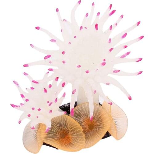 Aquarium Artificial Coral Decoration 8.9cm Tall White Fuchsia