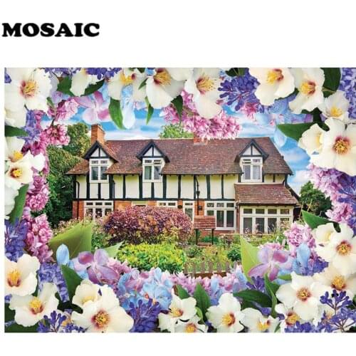 Diamond Painting Cross Stitch flower house 5d Full Diamond Embroidery fantasy garden Mosaic square round rhinestones paintings