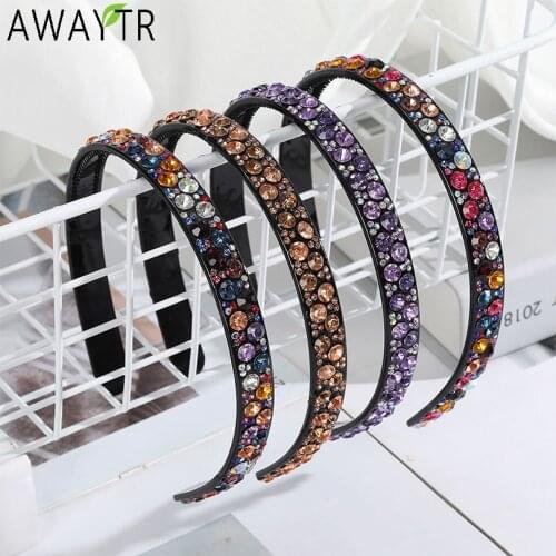 AWAYTR Brand Women Fashion Rhinestone Hair Hoop Girl Hairband Crystal Headbands Tiara Hair Band Bezel Hair Accessories Headdress