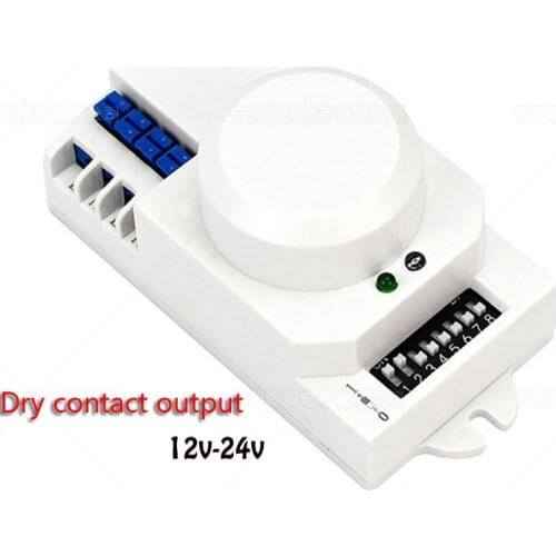 Free shipping 12v-24v 360 degree Microwave Sensor Light Switch Induction Microwave Motion Sensor Dry contact output