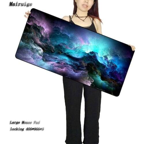 Mairuige Large Gaming Mouse pad Blue Purple Cloud Space Waterproof Extended Lock Edge Computer Desk Notbook For CSGO Dota 2 LOL