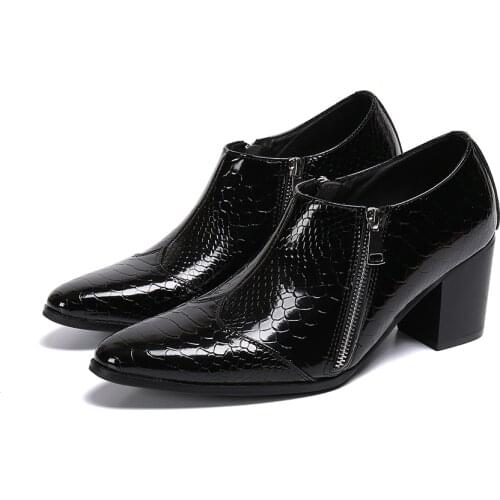 Spring Autumn Men Ankle Boots Genuine Leather Pointed Toe 8CM High Heels Casual Dress Shoes Men Winter Spring Men Oxford Dress