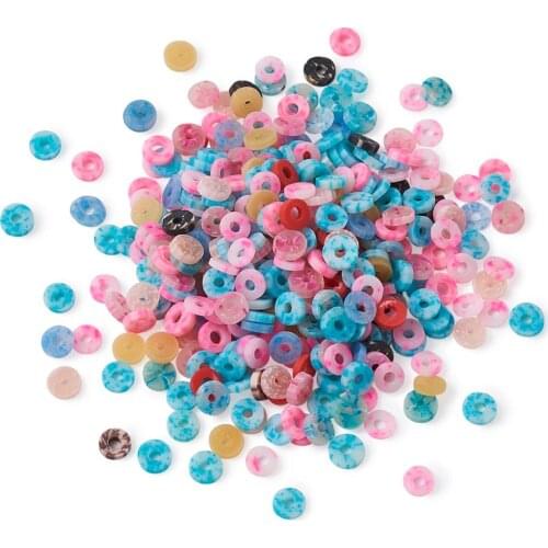 Handmade Polymer Clay Beads Disc Flat Round Heishi Beads Loose Spacer Earring Necklace Bangle Jewelry Bracelet DIY Accessories