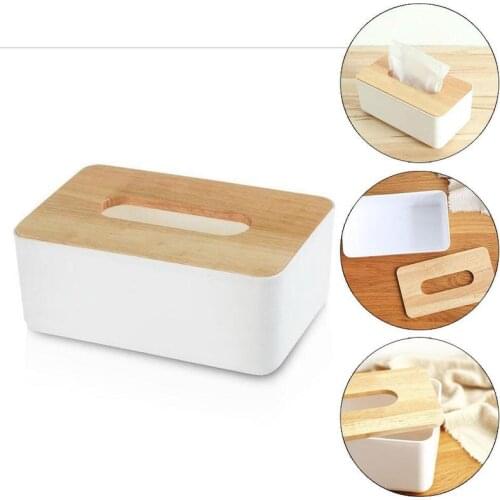 Japanese-style Wooden Lid Tissue Box Pumping Tray Desktop Wooden Sanitary Tray Living Room Tissue Pumping