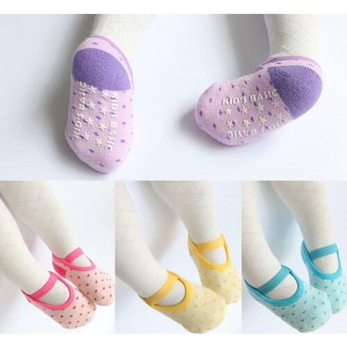 Kids Babies Cotton Socks Polka Dot Anti-slip Lovely Floor Socks Rubber Grips Slipper Short Socks Spring Autumn Soft Ankle Socks
