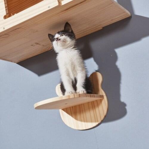 DIY Cat Climbing Frame Wall Mounted Solid Wood Cat Jumping Platform Frame Pet Climbing Furniture