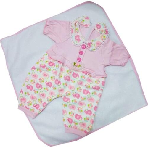 For 22-23 Inch Simulation Baby Doll Reborn Girl Doll Clothes Animal Pattern Jumpsuits and Cushions Set (Elephant Pattern)