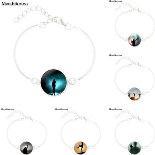 Mendittorosa Men Shadow Glass Cabochon Bracelet Bangle For Women Chain Bracelet Bangle Jewellery