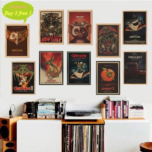 Fantasy horror movie GREMLINS poster Retro style Decorative kraft paper print DIY Wall art Painting Stickers Home Posters