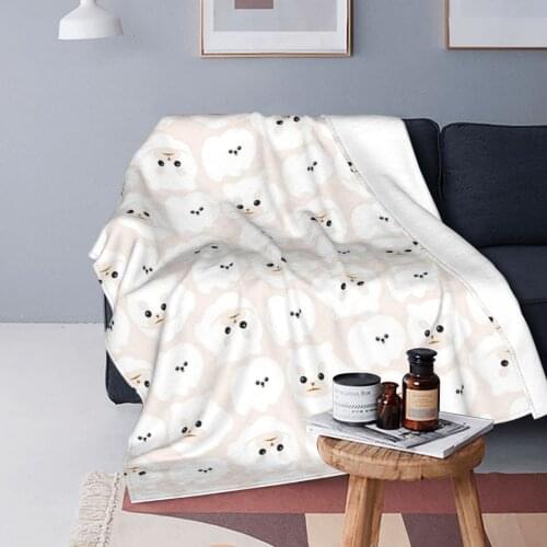 Pomeranian Pattern Blankets Fleece Winter Cute Animal Multi-function Ultra-Soft Throw Blanket for Home Office Plush Thin Quilt
