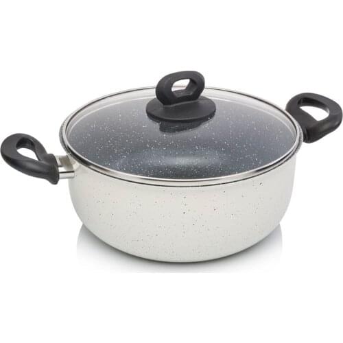 Cream Color 24 CM Cera Granite Deep Cookware