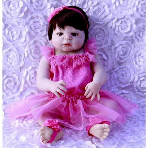 Newest Style White Skin Reborn Baby Dolls 23 Inch Handmade Newborn Girls Full Silicone Vinyl Doll Toy With blue Eyes For Sale
