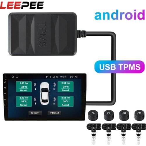 LEEPEE Android TPMS for Car Radio Spare Tyre Internal External Sensor Tire Pressure Monitoring System DVD Player USB TPMS