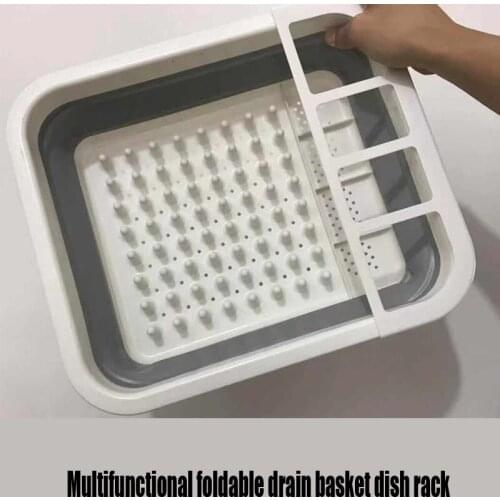 Multi-functional Collapsible Draining Basket Rack, Bowl Rack, Dish Shelf, Household Tableware Storage Rack Racks & Holders