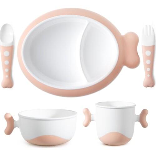 NCVI Baby Toddler Dishes Dinnerware Set Cute Fish Mealtime Kitchen 5 Piece Pack BPA Free Stay Put Divided Plate