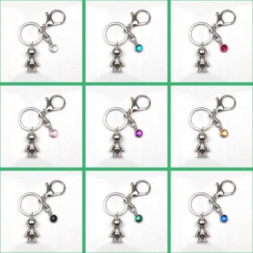 New 9 Color Crystal Stone Astronaut Key Ring Man Woman Spaceman Keychain Couple Boyfriend Jewelry Gift Key Chain Charm Bag Car