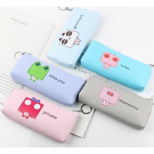 Wholesale 20pcs Cute Mixed Panda Pig Frog Pencil Bags Large Capacity Pen Pouch Leather Pen Case Kawaii Bag for School Stationery