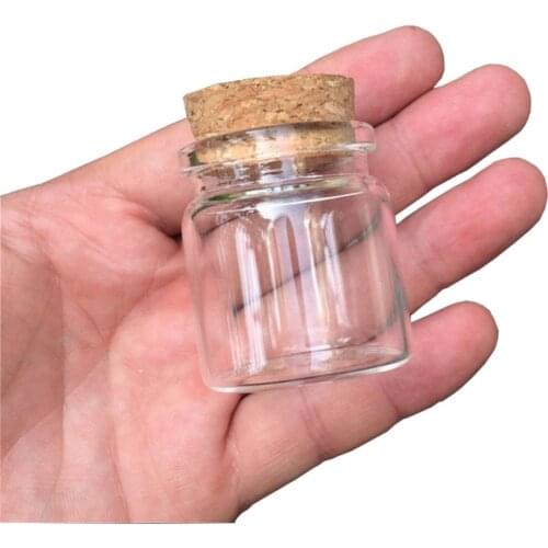 37x40x27 mm 20ml Clear Transparent Mini Cork Stopper Glass Bottles Message Wishing Bottles 25 pcs New Arrival