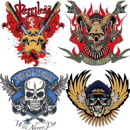 Iron-on Transfers for Clothing Letter Patches for Jeans Clothes Stickers Appliques Diy Patch Skull Flex Fusible Transfer Stripe