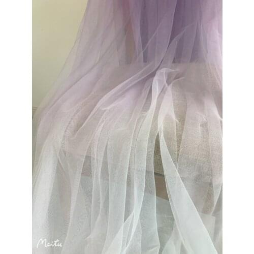 5 yards Dip Dye Tulle Fabric, Tulle Fabric With Ombré Color purple to off white