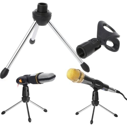 1 Set New OOTDTY Folding Adjustable Desktop Handheld Mic Microphone Clip Holder Stand Tripod A-1