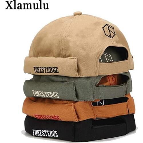 Women Brimless Beanie Hat Mens Skull cap Docker Sailor Cap Biker Bonnet Beanie Retro Sun Hats Vintage Male Harajuku Bucket Caps