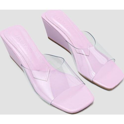 Limoya Women Aisha Nud Transparent Banded Wedges Slippers 'Turkish' Quality 2021 Fashion Design Season Comfort Fast Shipping