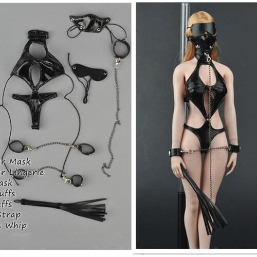 ZY5005 1/6 Scale Female Clothes Set Black Leather Lingerie Underpants Bound Sets for 12 inches Woman Action Fihure Body