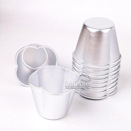 10pcs/lot) 7.5cm diameter four-petaled flower shape aluminium alloy tart cake mold cupcake mould jelly pudding bakery supplies