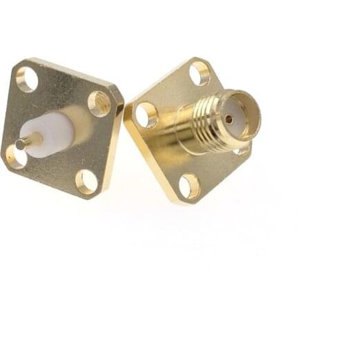 100PCS SMA Female 4 Hole Panel Mount Jack Solder Post Terminal RF Connector