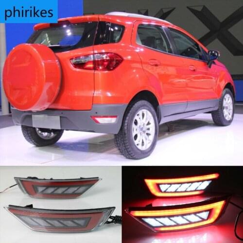 2Pcs LED Reflector For Ford Ecosport 2013 2014 2015 2016 2017 2018 2019 Rear Bumper Light Fog Lamp Brake Warning Lamp