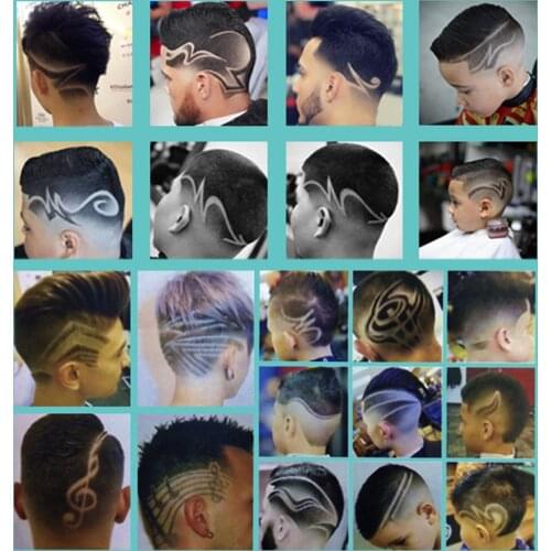 20Pcs/Set Hair Tattoo Template Hair Trimmer Carved Coloring Pattern Stencil Dye Coating Board Salon DIY Hair Styling Tool