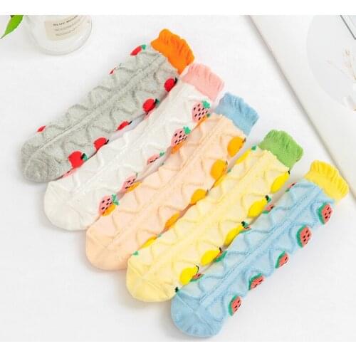 5Pairs/Set New Lace Bubble Mouth Fruit Tube Socks Princess Short Casual Cotton