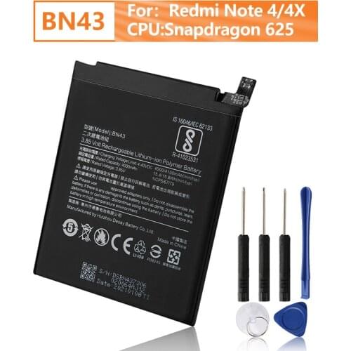 Xiao Mi Original BN43 Battery For Xiaomi Redmi Note4X Redmi Note 4X Standard Version Genuine Replacement Phone Battery 4100mAh